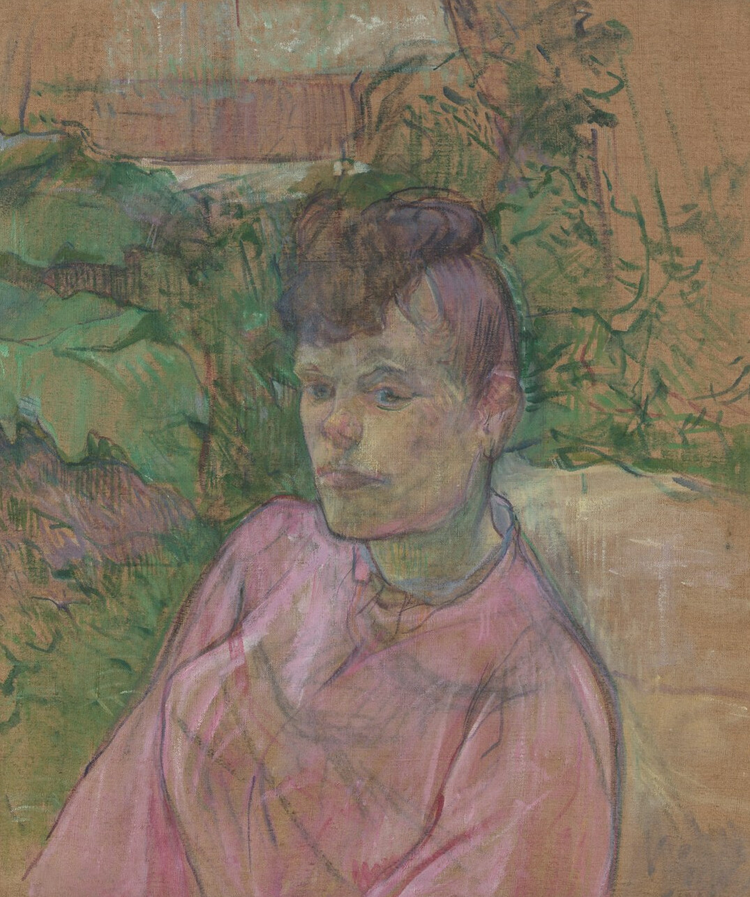 Studio portrait of a European woman with short brown hair